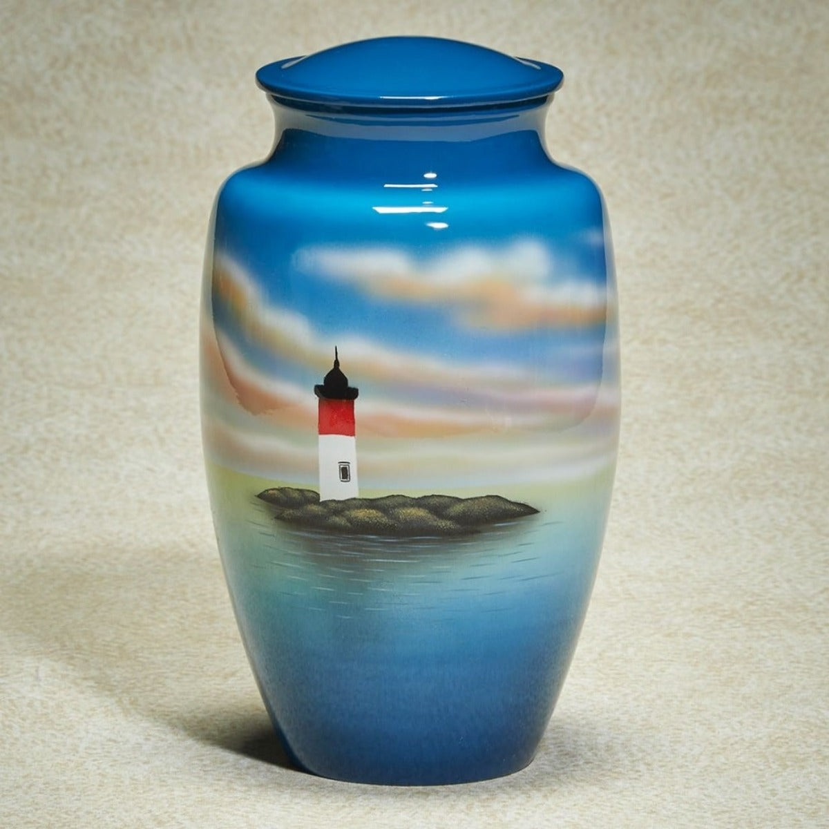 Lighthouse Cremation Urn for Ashes hand painted