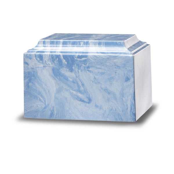 Light Blue Cultured Marble Ground Burial Urn for Ashes