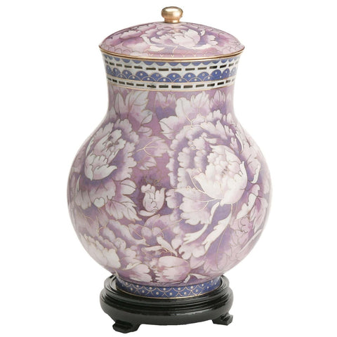 Purple lavender flowers metal cloisonne urn