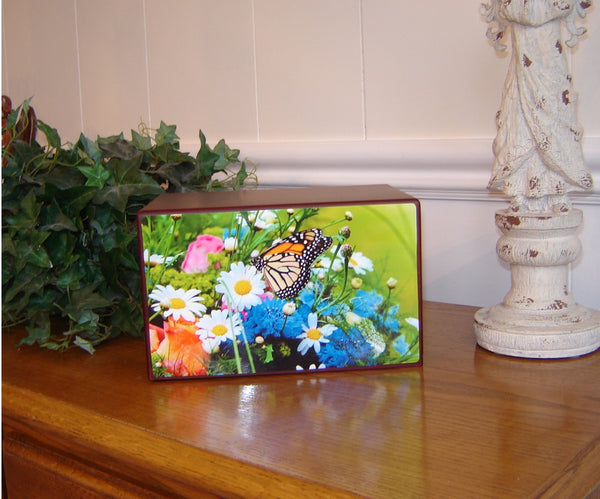  Garden Butterfly Urn for Ashes with colorful flowers