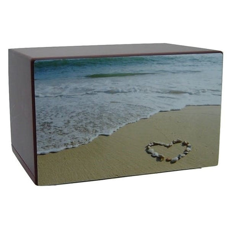 Love the Beach Urn for Ashes Shell Heart - Quality Urns & Statues For Less