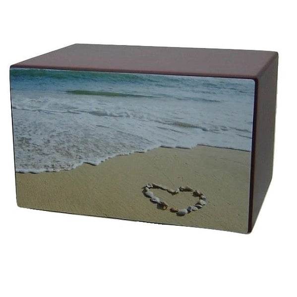 Love the Beach Cremation Urn for Ashes Shell Heart 