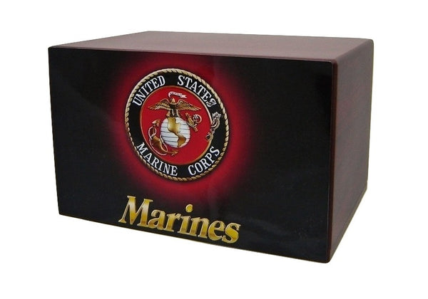 Marine Corps Wood Military Cremation Urn - Quality Urns & Statues For Less