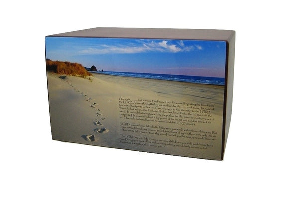 Footprints in the Sand Poem Beach Urn for Ashes Adult Size - Quality Urns & Statues For Less