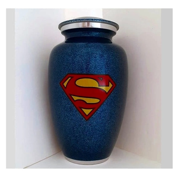 Superman Emblem Cremation Urn for Ashes in Blue - Quality Urns & Statues For Less