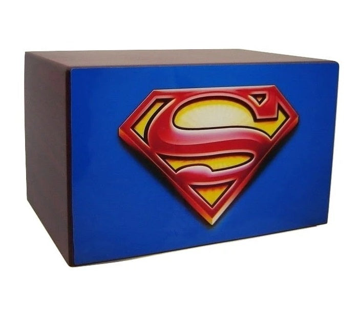 Superman Funeral Urn for Ashes Cherry Wood - Quality Urns & Statues For Less