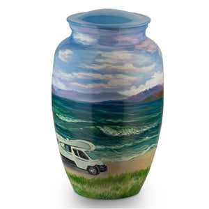 Beach Camping Hand Painted Urn for Ashes by Quality Urns and Statues for Less