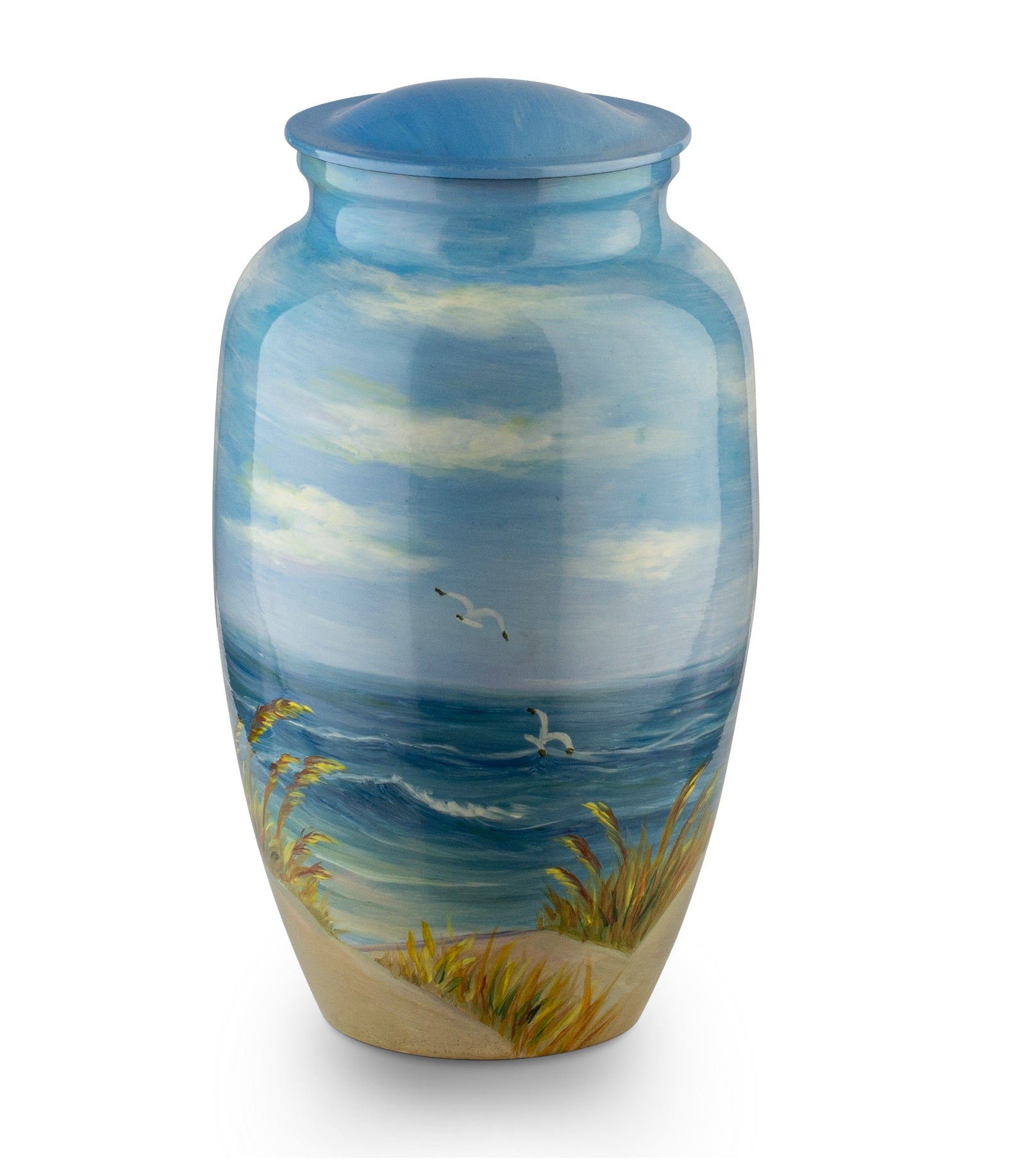Beach Urn for Ashes with Dunes Ocean blue skies