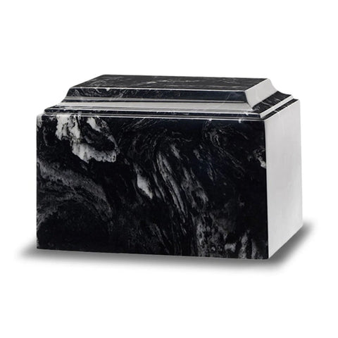 Black Cultured Marble Burial Urn for Ashes