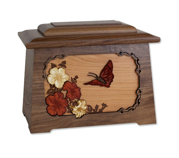 Carved Wooden Butterfly Urns