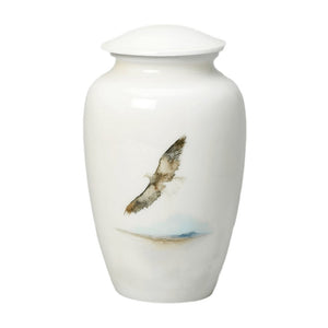 Free Spirit Eagle Urn for Ashes with white urn and painted eagle