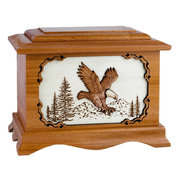 Eagle Cremation Urn solid mahogany wood