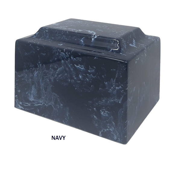 Navy Blue Marble Burial Urn for Ashes in Extra Large Capacity.