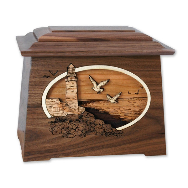 Lighthouse Cremation Urn for Ashes in Walnut