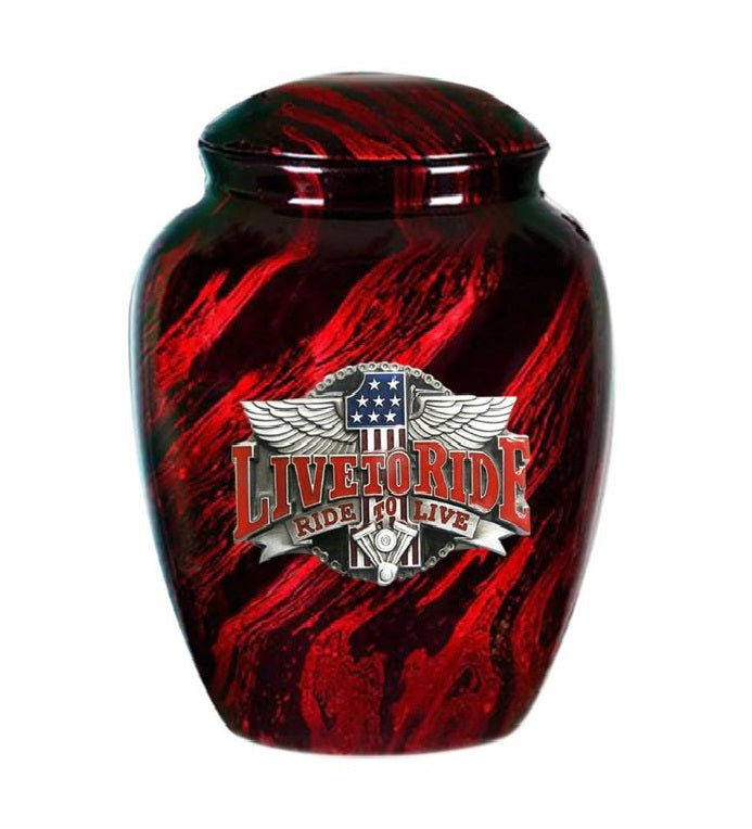 Motorcycle Live to Ride Urn Red