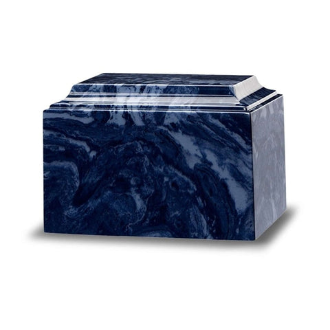 Blue Cultured Marble Urn for Ground Burial