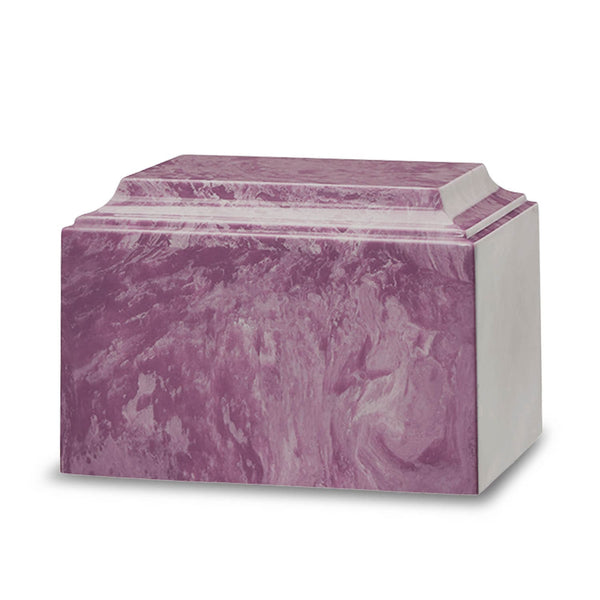 Purple cultured marble rectangle urn for burial
