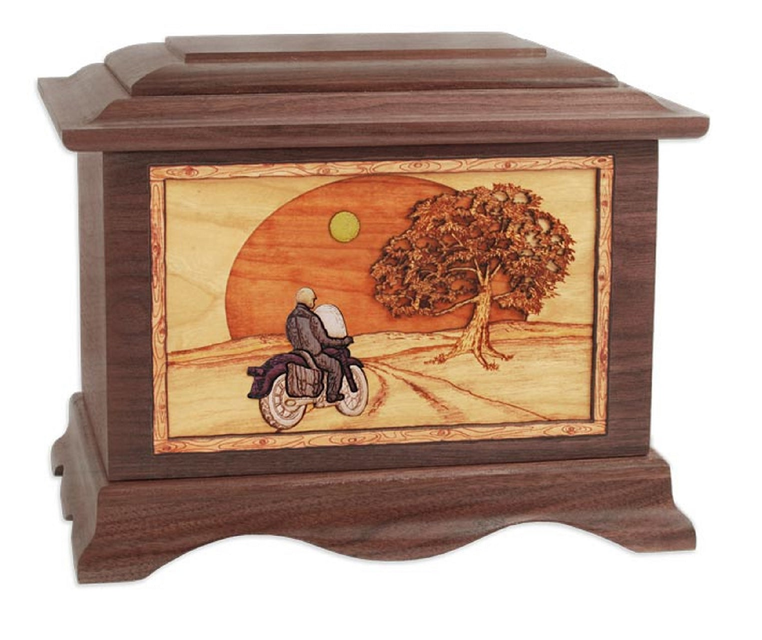 Motorcycle Cremation Urn for Ashes Walnut