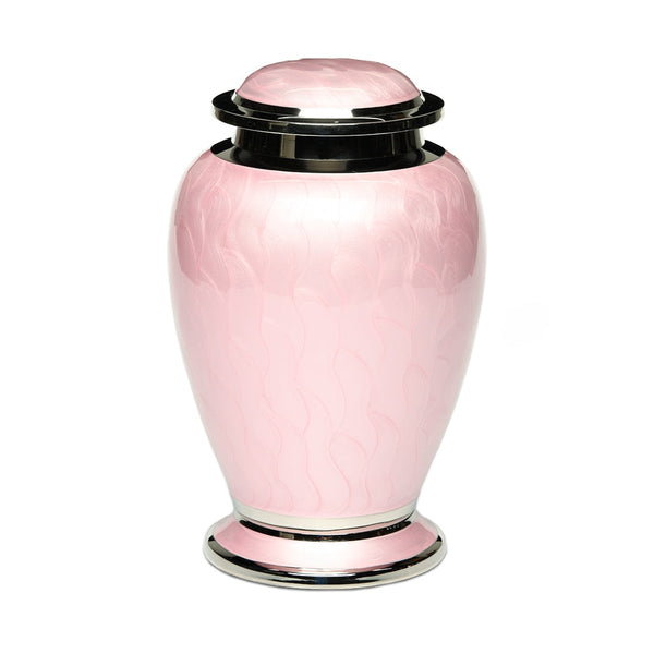Pink Aristocrat Cremation Urn for Ashes with Silver Bands