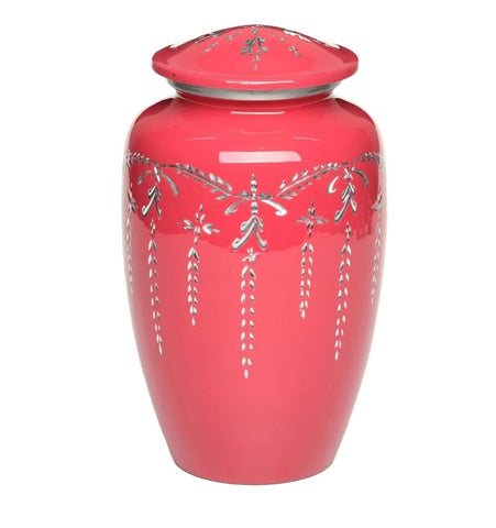 Chantel Pink Etched Cremation Urn for Ashes