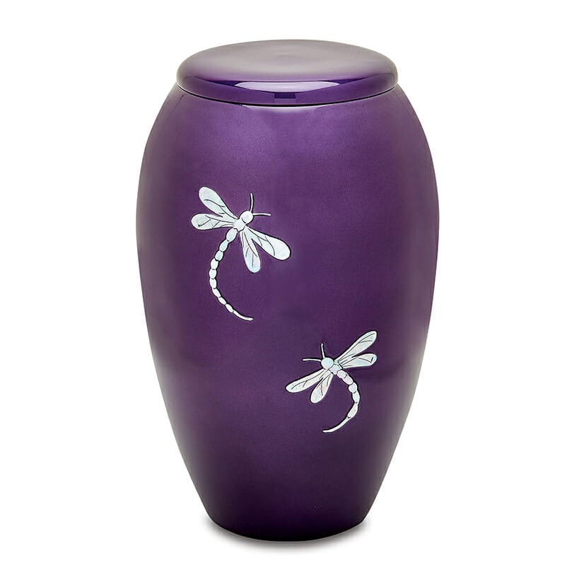 Purple Urn with Dragonflies