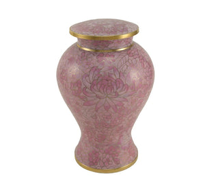Rose Pink Cloisonne Flowered Urn for Ashes