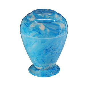 Blue Cultured Marble Burial Urn for Ashes