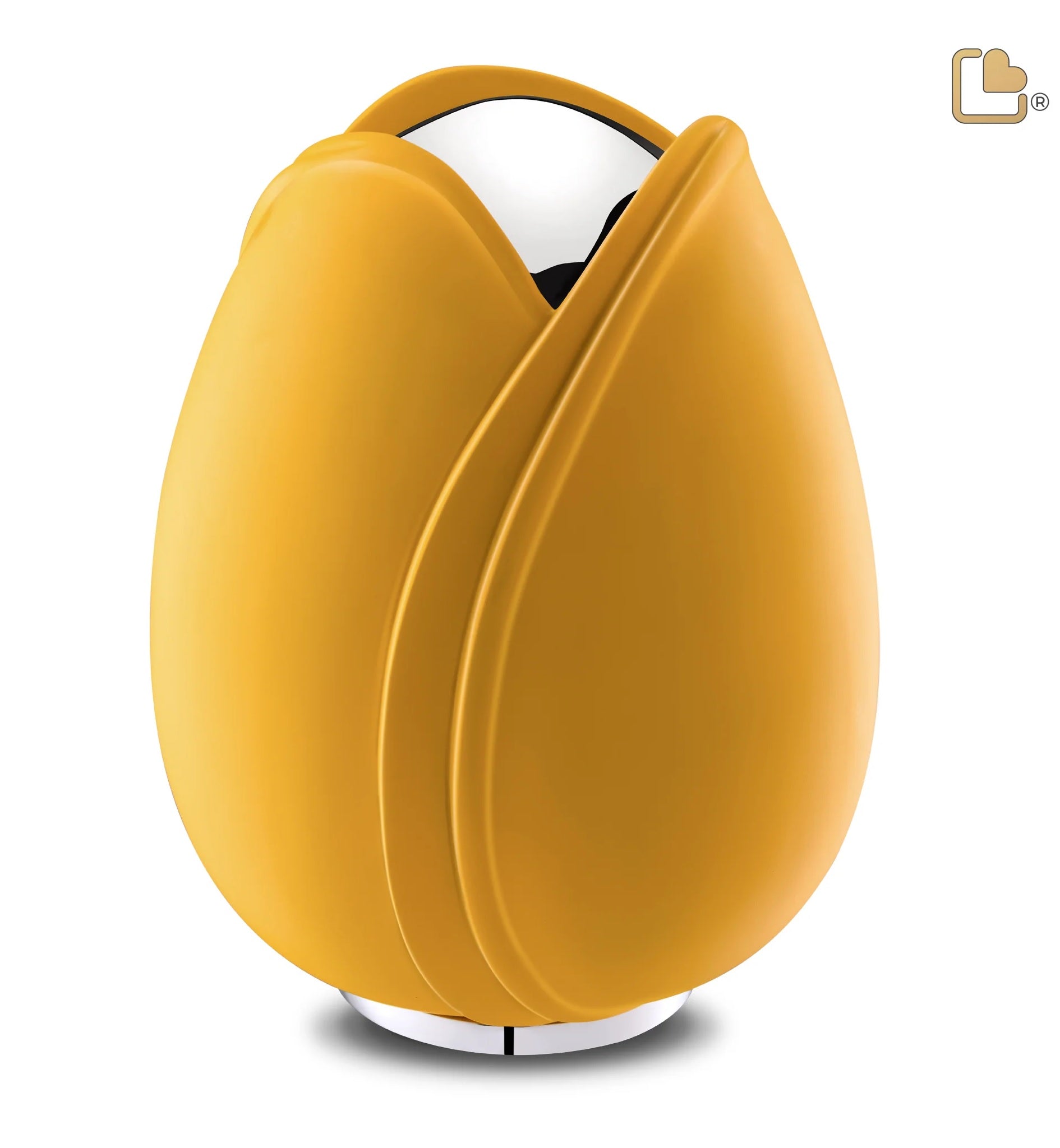 Yellow Urn for Ashes with a modern tulip design