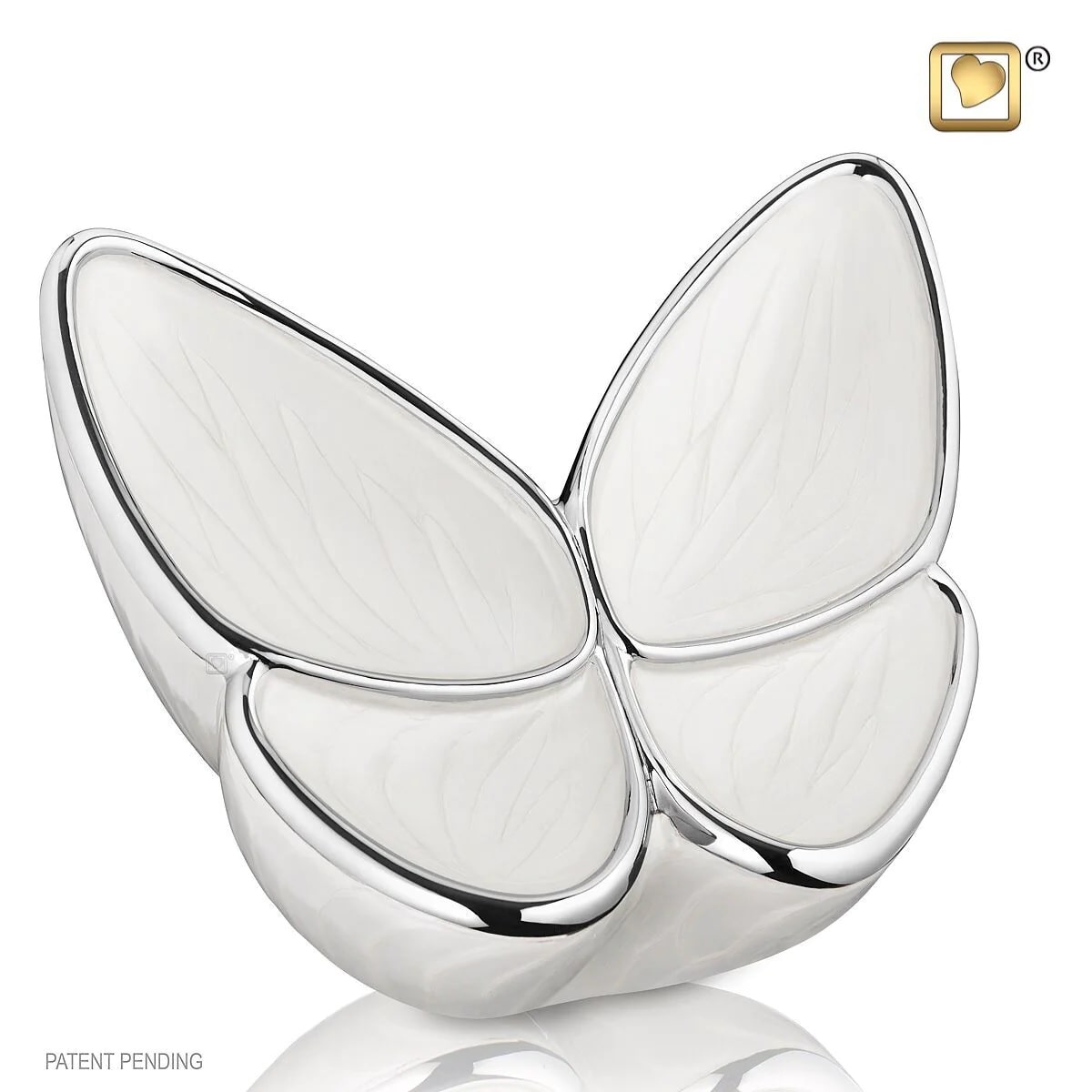 Butterfly Urn for Ashes White Metal with enamel finish