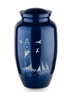 Blue Lighthouse Urn