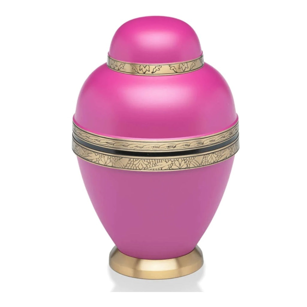 Magenta Dome Top Brass Pink  Urn for Cremation Ashes