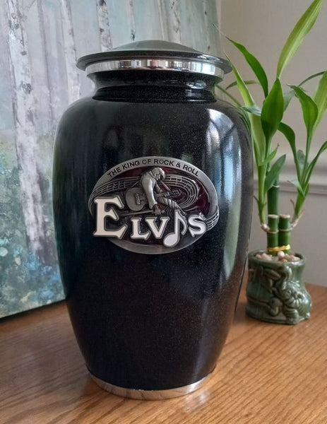 Elvis Adult Size Black Funeral Urn for Ashes