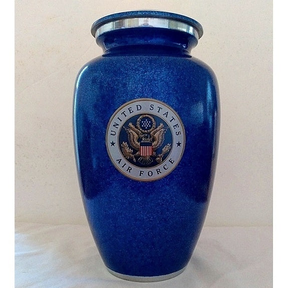 Blue urn with Traditional Air Force Insignia