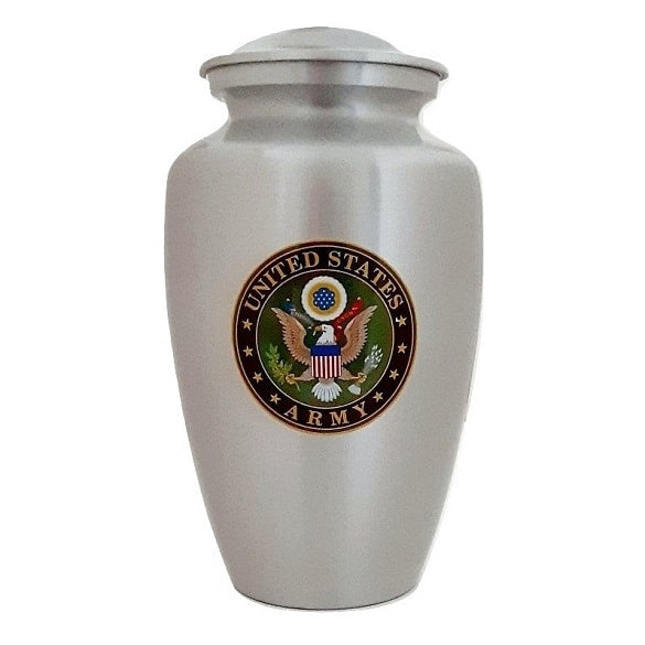 Metal Army Urn for Ashes with Traditional Army Emblem