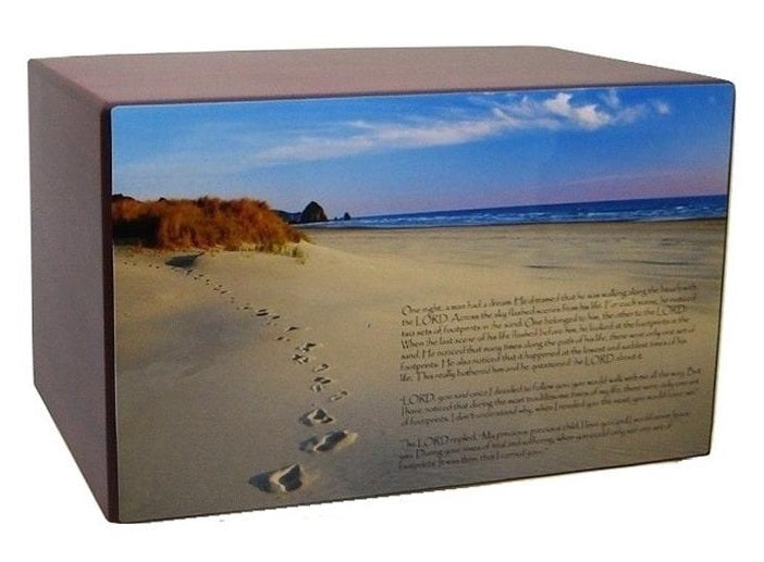 Footprints in the Sand Poem Beach Urn for Ashes Adult Size - Quality Urns & Statues For Less