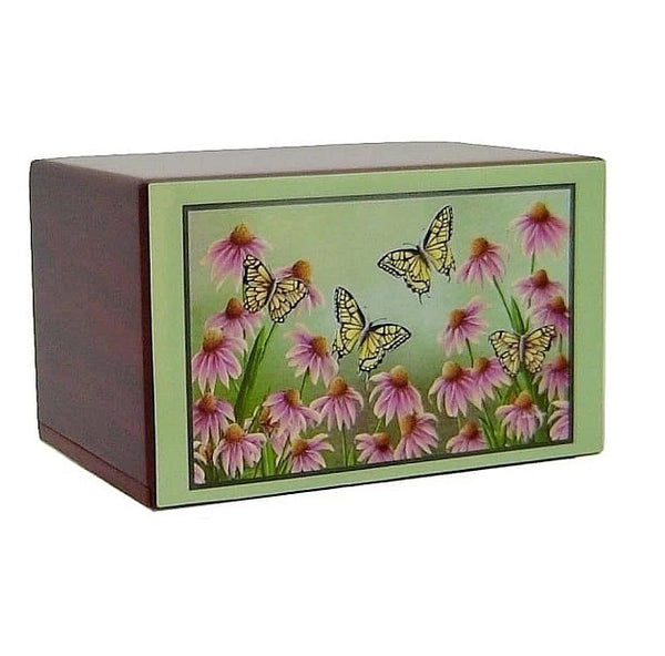 Butterflies with Purple Rudbeckias Urn - Quality Urns & Statues For Less