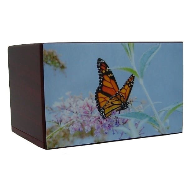 Pastels Butterfly Urn on Light Blue - Quality Urns & Statues For Less