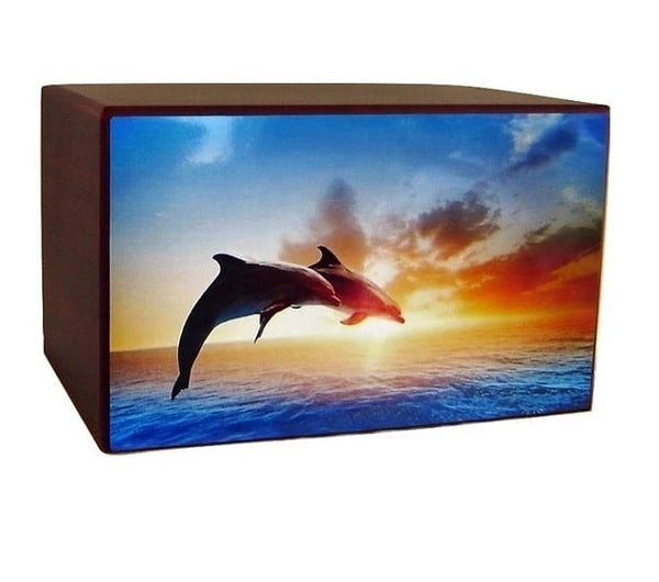 Sunset Horizon Dolphins Funeral Urn for Ashes - Quality Urns & Statues For Less