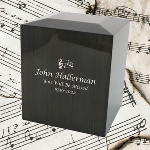 black wooden extra large music notes urn