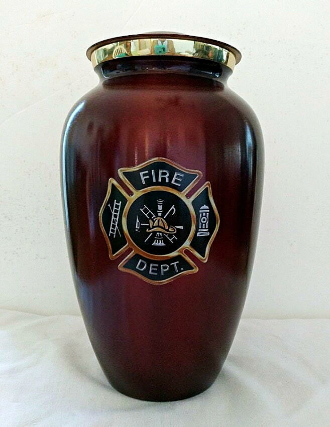 Firefighter Cremation Urn Black and Gold Maltese Cross - Quality Urns & Statues For Less