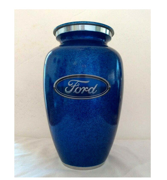 Ford Logo Blue Cremation Urn for Ashes