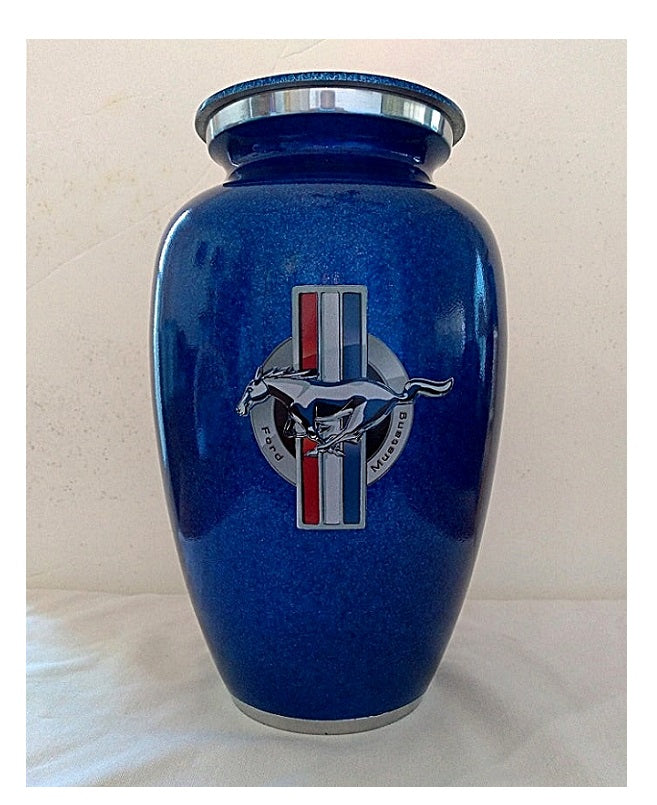 Ford Mustang Logo blue Urn for Ashes