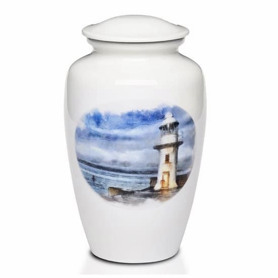 White Lighthouse Urn for Ashes - Quality Urns & Statues For Less