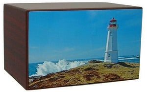 White Lighthouse Blue Skies Urn - Quality Urns & Statues For Less
