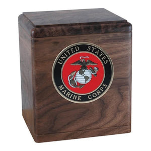 Walnut Military Marine Corps Urn - Quality Urns & Statues For Less