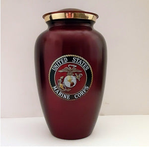 Crimson Traditional Marine Corps Urn for Ashes - Quality Urns & Statues For Less