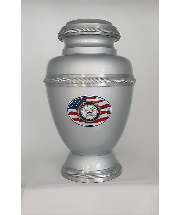 Navy Urn with American Flag with Rope Trim - Quality Urns & Statues For Less