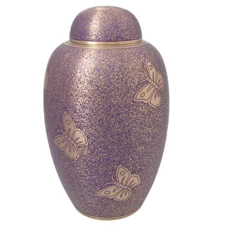 Brass Purple Butterflies Urn - Quality Urns & Statues For Less