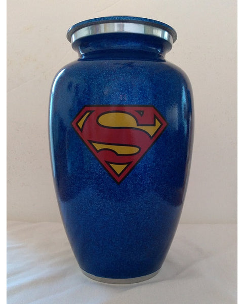 Superman Emblem Cremation Urn for Ashes in Blue - Quality Urns & Statues For Less