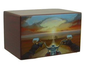Motorcycle Urn Riding Into the Sunset - Quality Urns & Statues For Less